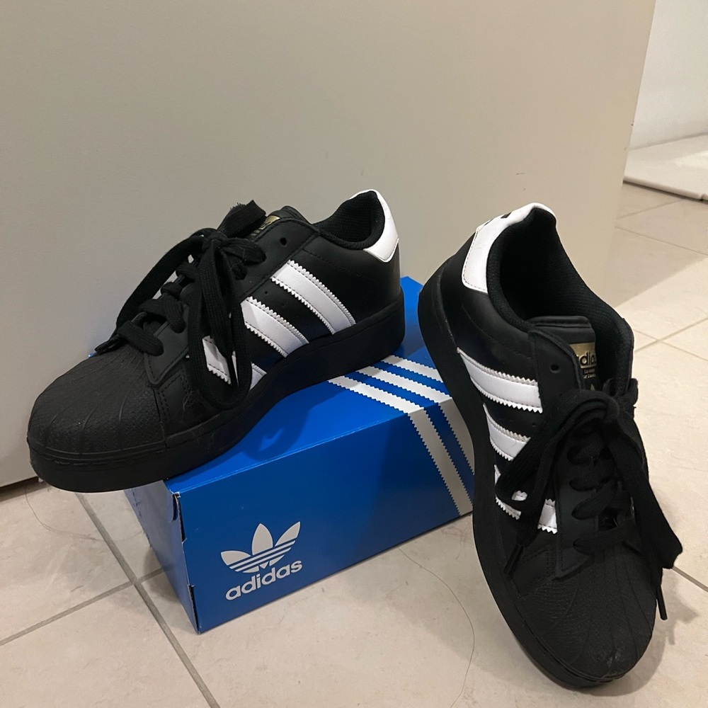 Black Adidas Superstar ADV Shoes - Core Black / Cloud White